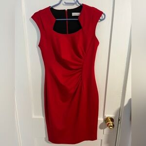 Calvin Klein Red Ruched Mini Dress